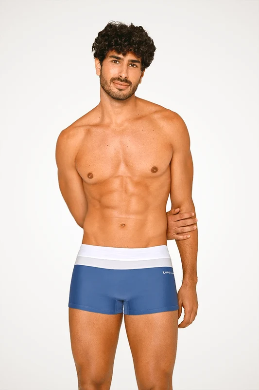 Boxer Beachwear Com Recorte Azul / G (46 a 48)