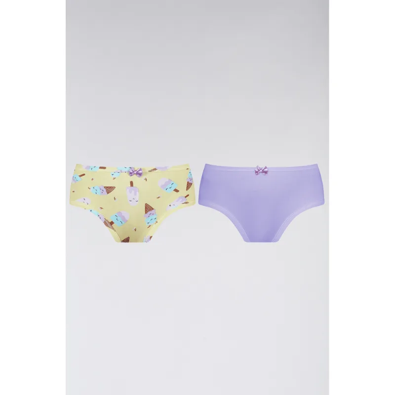 Calcinha Lobinha Estampada Algodão - Kit 2 Tamanho: 3 a 5 anos | Cor: Sortida