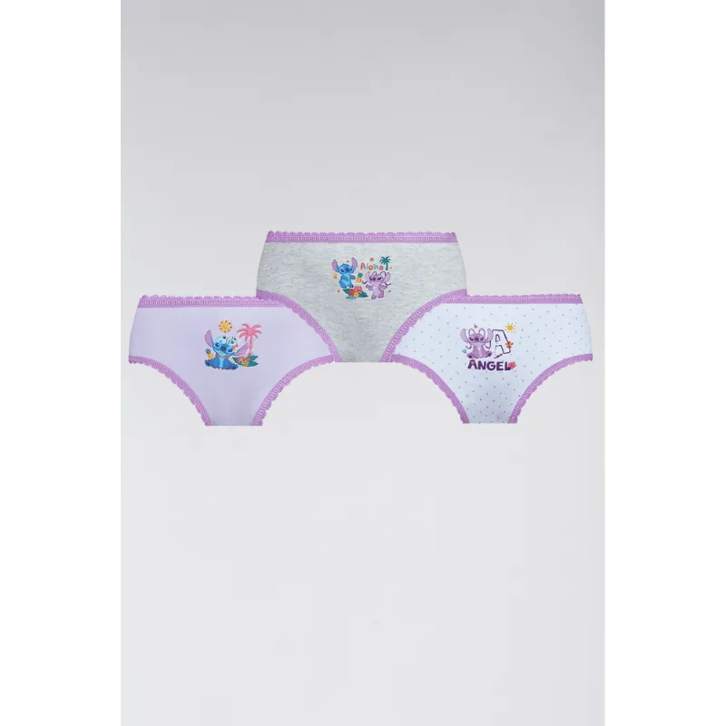 Kit 3 Calcinhas Kids Lilo And Stitch Tamanho: M (06 a 08 anos) | Cor: Sortida