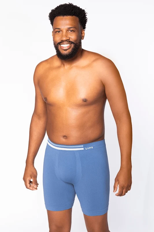 Boxer Microfibra Alongada Sem Costura Tamanho Especial Azul / XXXG (62 a 64)