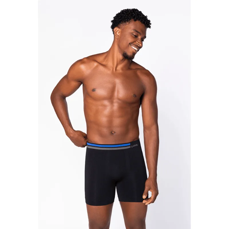 Cueca Boxer Alongada Sem Costura Masculina Lupo Tamanho: M (42 a 44) | Cor: Preto