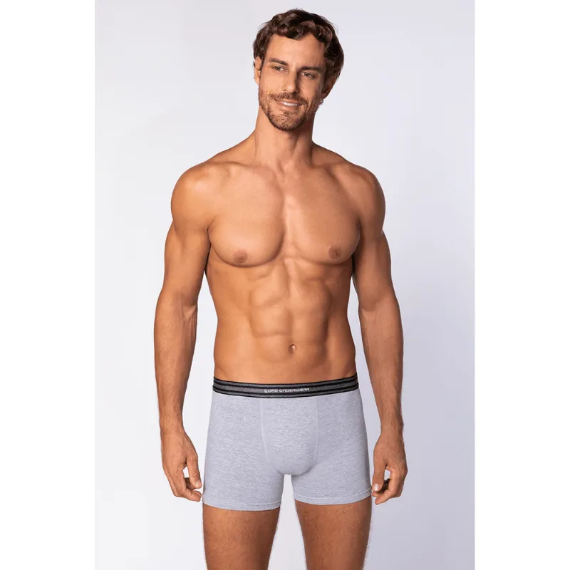 Cueca Boxer Algodão com Elastano Masculina Lupo Tamanho: P (38 a 40) | Cor: Mescla Cinza