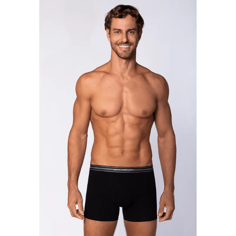 Cueca Boxer Algodão com Elastano Masculina Lupo Tamanho: GG | Cor: Preto