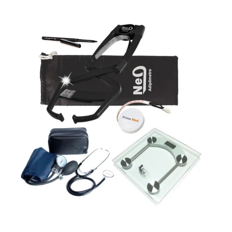 Adipômetro Clínico Neo Prime Preto +trena + Balança +esfigmo