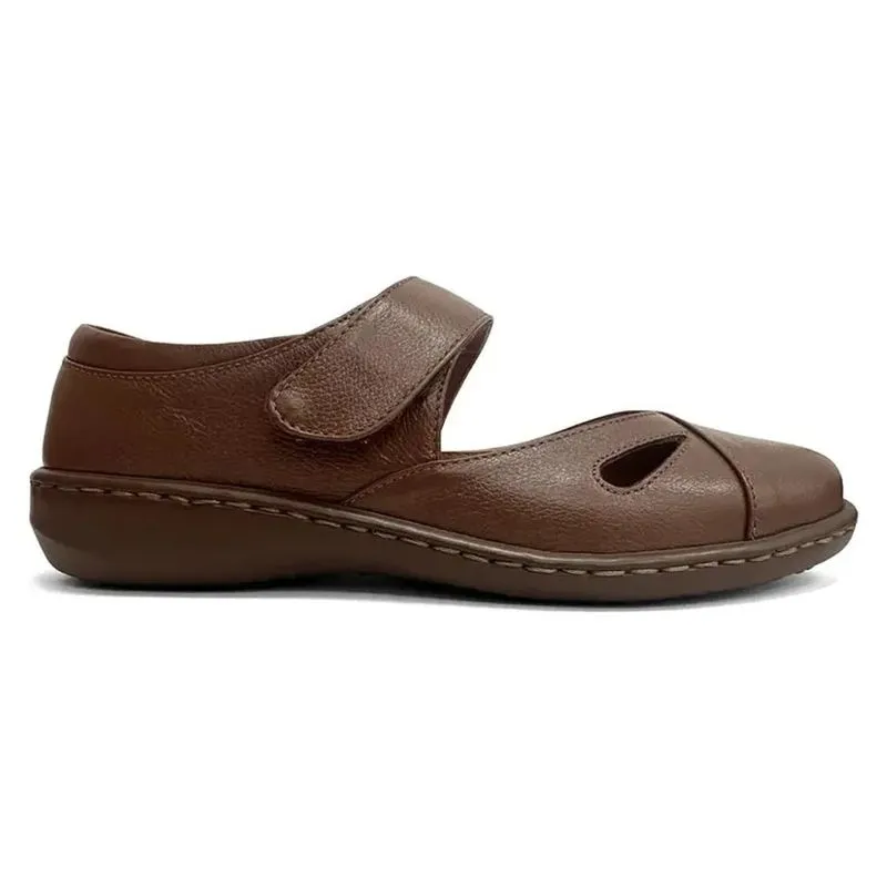 Sapato Opananken Linhaça Marrom Slim Fly Feminino Couro 37