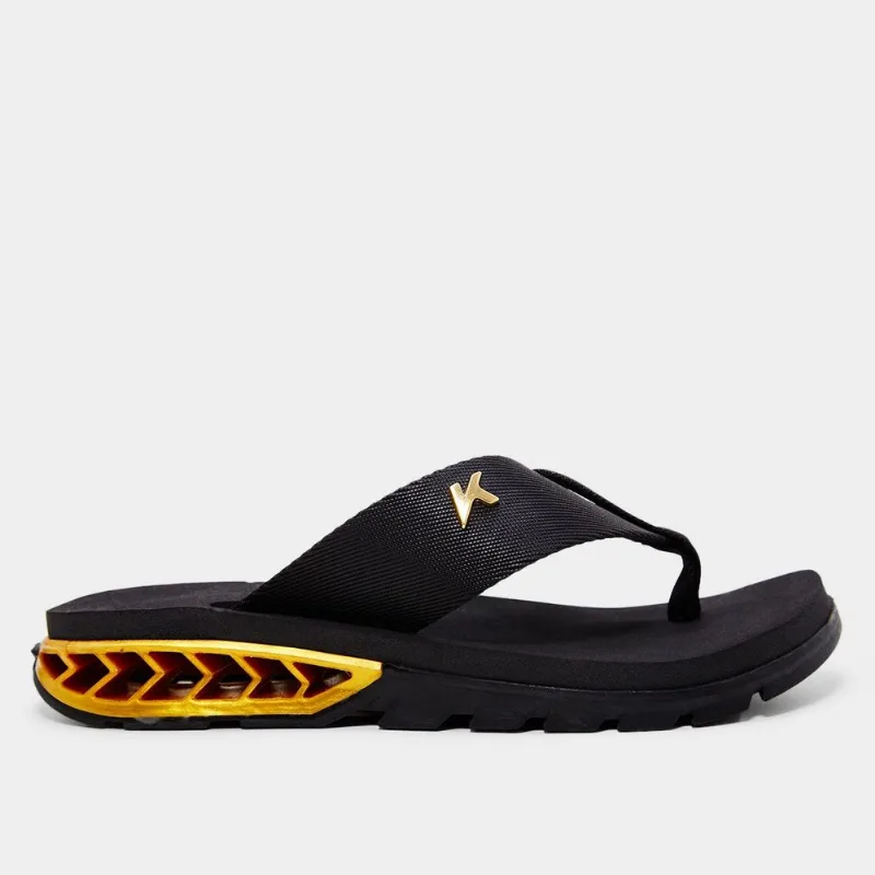 Chinelo Kenner Rakka Masculino - Masculino - Preto+Dourado