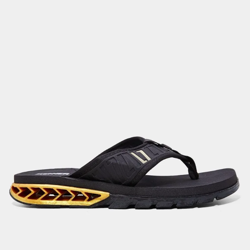 Sandália Kenner L7 Rakka Masculina - Masculino - Preto+Dourado