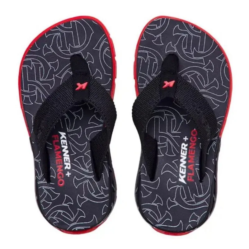 Chinelo Infantil Kenner Flamengo Rakka Kids - Preto e Vermelho 27