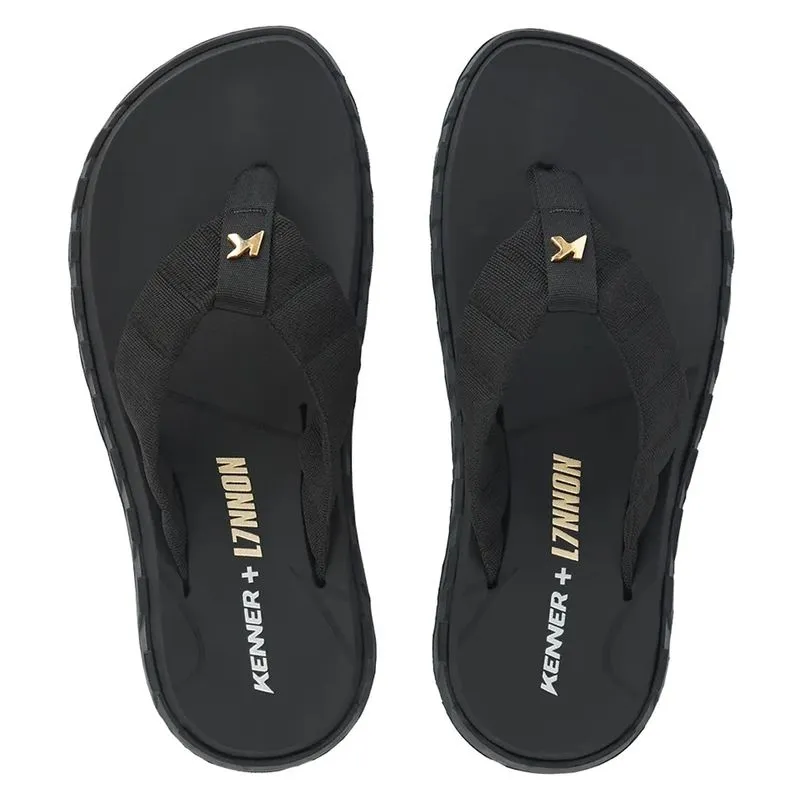 Chinelo Kenner Masculina Megah L7 44-45 / Preto-Dourado