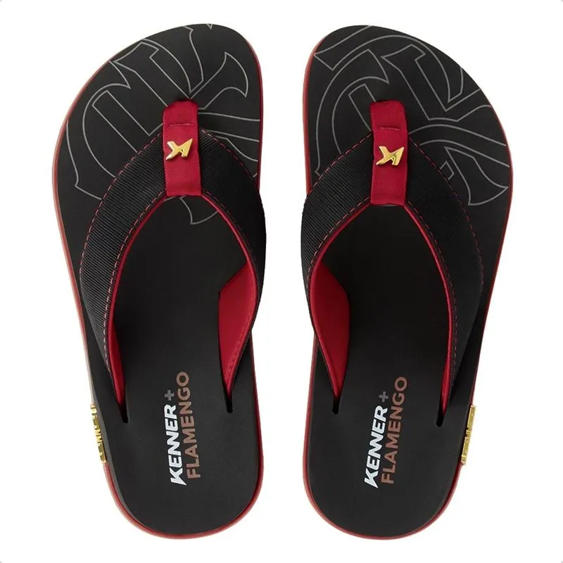 Chinelo Kenner Masculina Kivah Flamengo Rubro-Negra 44/45 / Preto e Vermelho
