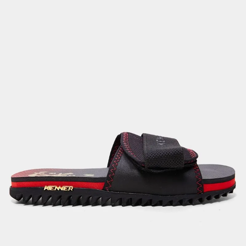 Sandália Kenner Flamengo Kivah Slide Masculina - Masculino - Preto+Vermelho