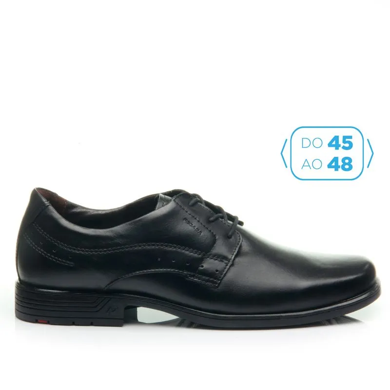 Sapato Pegada Masculino Plus Size em Couro Preto 522109-01 47
