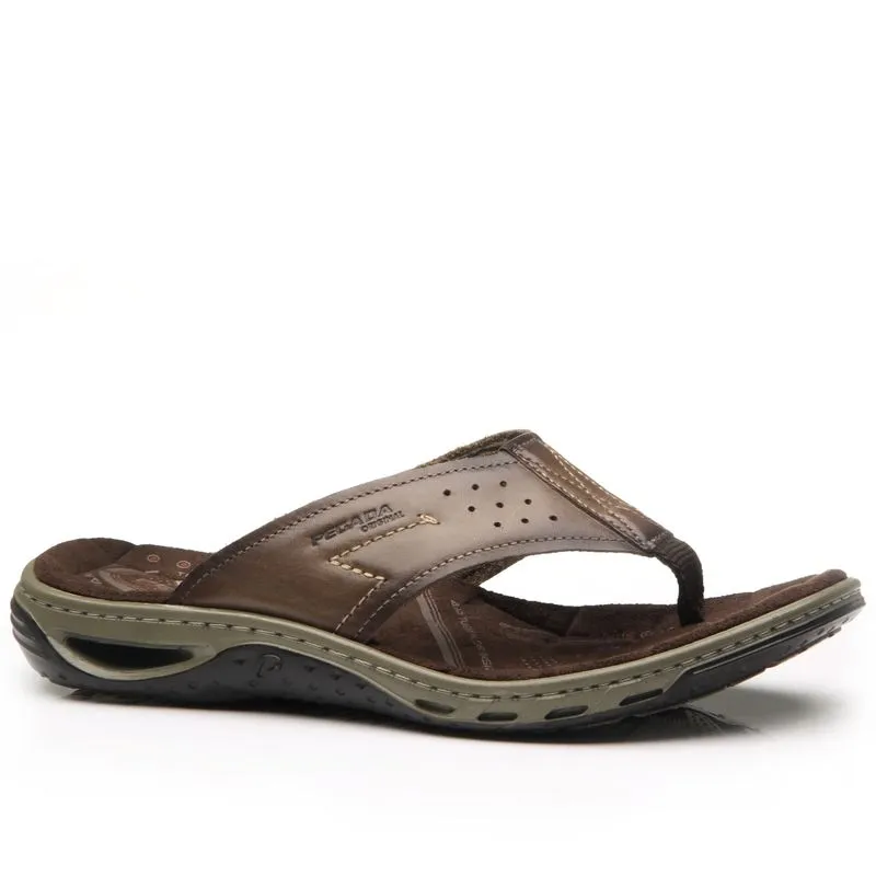 Chinelo Pegada Masculino em Couro Pinhão 131663-02 45