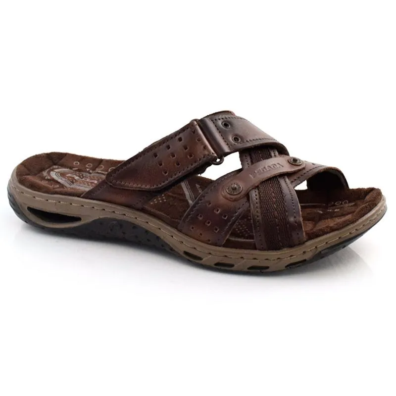 Chinelo Masculino de Couro Pegada Marrom 131601 39