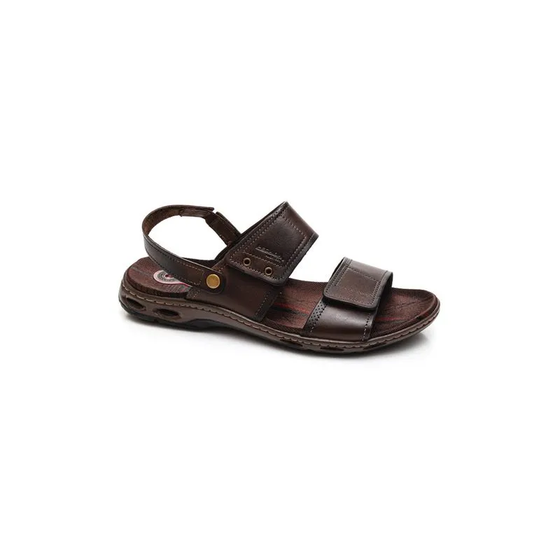 Sandália Pegada Masculina Em Couro Plus Size 530645-03 Marrom 48
