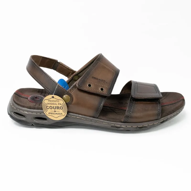 Sandália Pegada 530645 Couro legítimo que faz chinelo 2 em 1