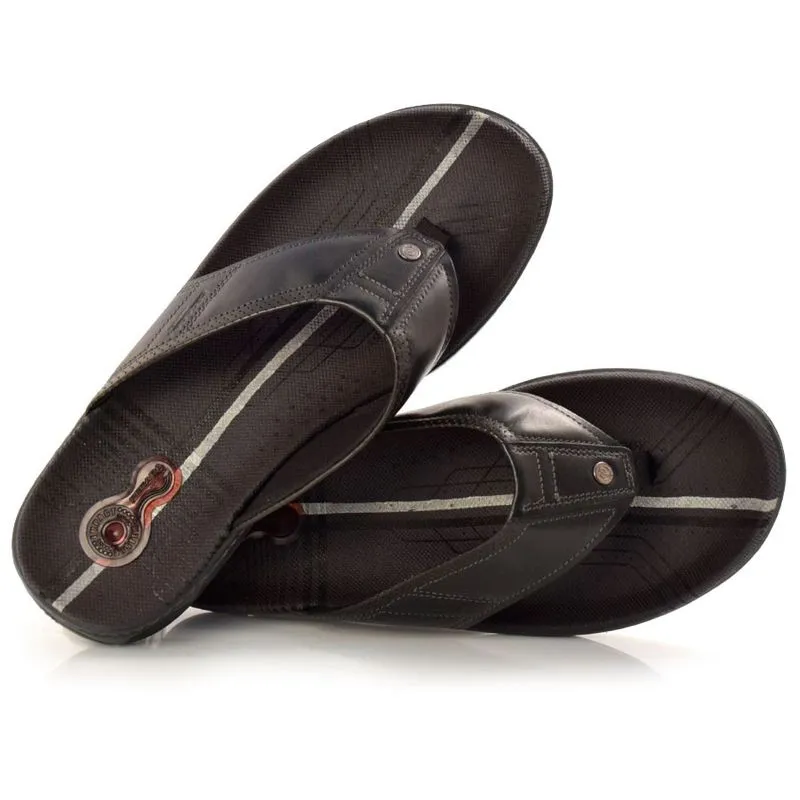 Chinelo Masculino de Couro Pegada Preto 530641 46