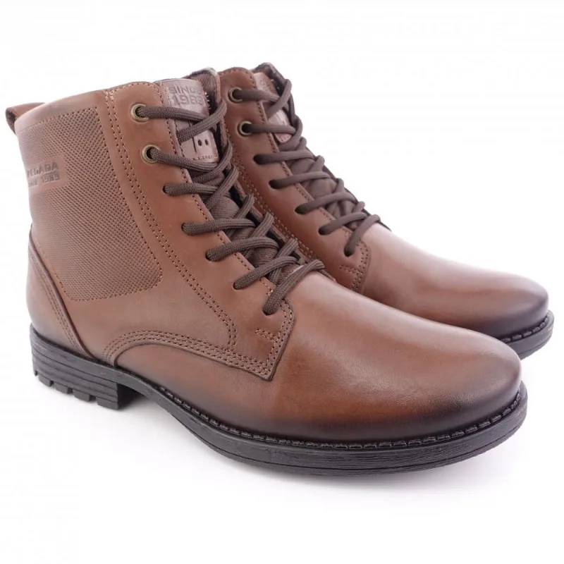 Bota Coturno Masc Pegada Couro Marrom Pinhão 180731-01