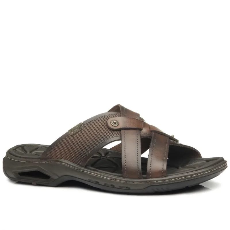 Chinelo Masculino Pegada Couro Anilina Pinhão 133202-02
