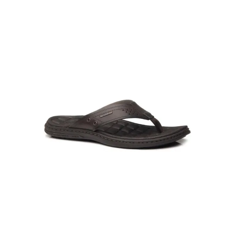 Chinelo Masc Pegada Couro Anilina Marrom Cravo 131221-02