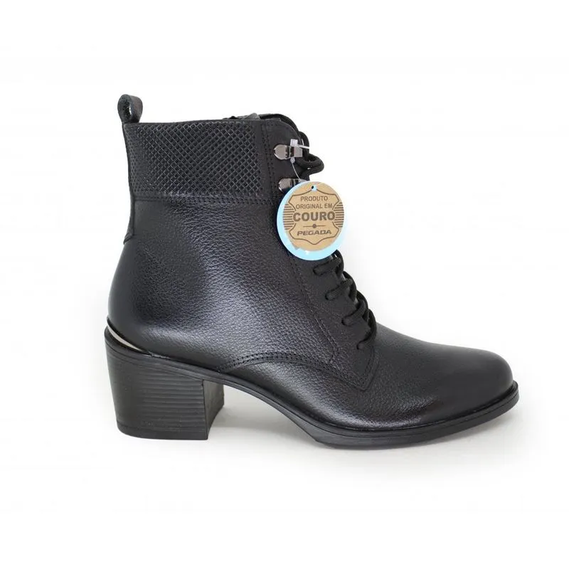 Bota Coturno Pegada Em Couro Salto Bloco 280302 Feminino