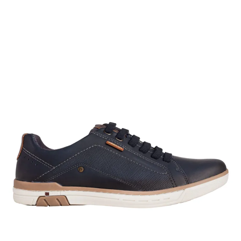 Sapatênis Masculino Pegada Washed em Couro Marinho - 37