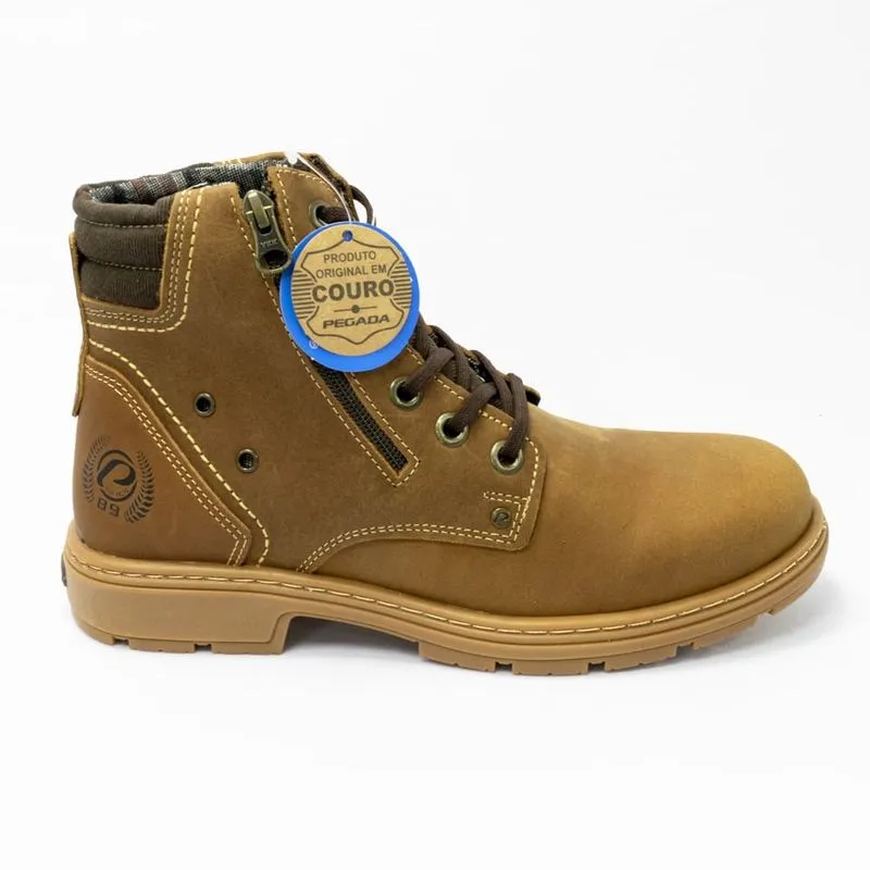 Coturno Pegada 181604-05 Nobuck Latego Caramelo com Fecho Lateral