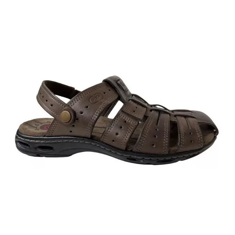 Sandália Masculina Pegada Couro Amortech Conforto - Cravo