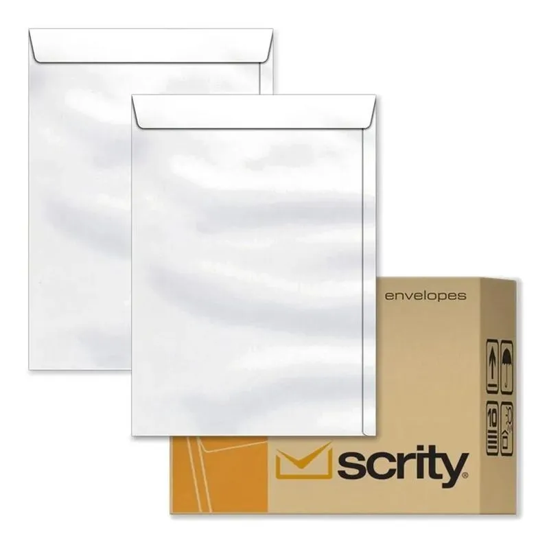 3x Envelope A4 Branco 22 X 32 Cm 90g Sof032 Scrity 250 Unida