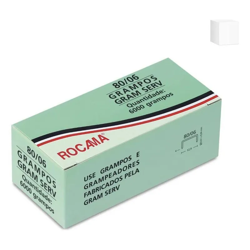 3x Grampo Para Grampeador Pneumático 80/06mm Rocama 1 Caixa
