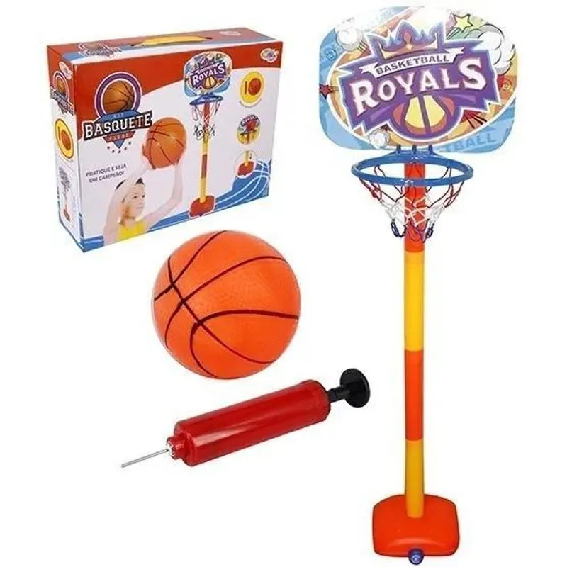 3x Cesta De Basquete Infantil Tabela Bola E Inflador Reguláv
