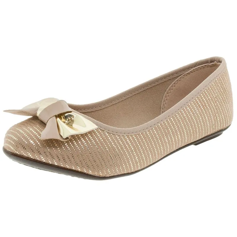 Sapatilha Infantil Feminina Bege/Ouro Molekinha - 2099245