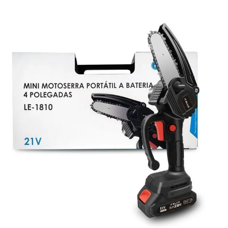 Mini Motosserra Elétrica A Bateria Potente Bivolt 21v