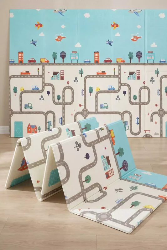 Tapete Tatame Infantil Dobrável Dupla Face Carros 180x120