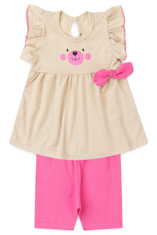 Conjunto de Verão para Menina Poá Encantado Bege M