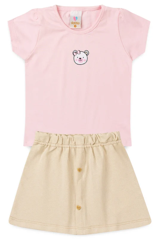 Conjunto de Verão para Menina Ursinha Delicada Rosa M