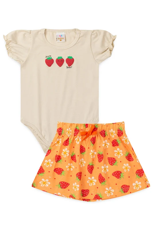 Conjunto de Verão para Menina Moranguinho Doce Bege M