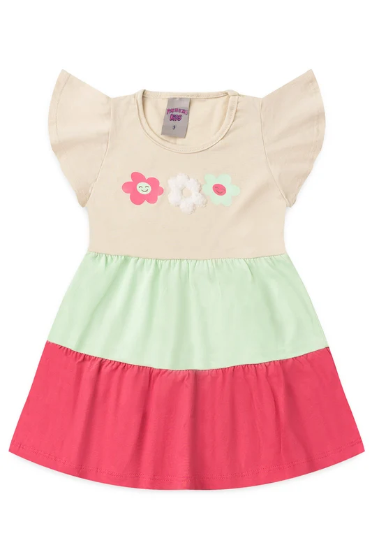 Vestido Três Marias para Menina Jardim das Flores Bege 1