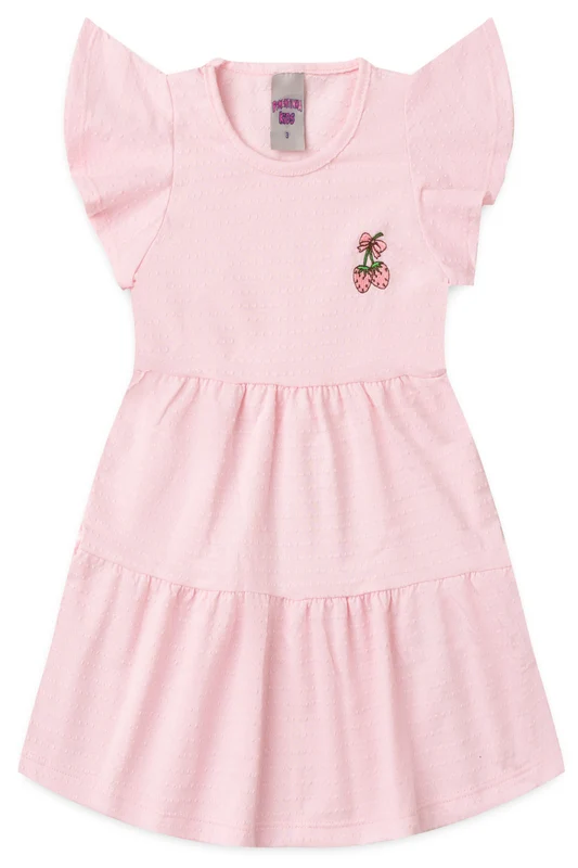Vestido de Verão para Menina Doce Poá Rosa 1