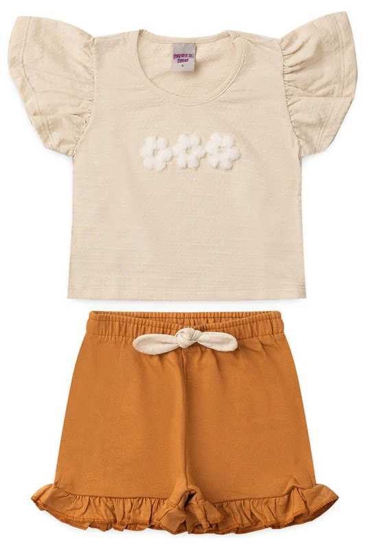 Conjunto de Verão para Menina Florzinha Bege 1