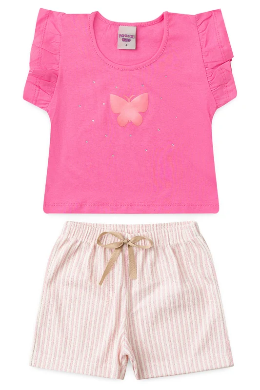 Conjunto de Verão para Menina Borboleta Encanto Pink 1