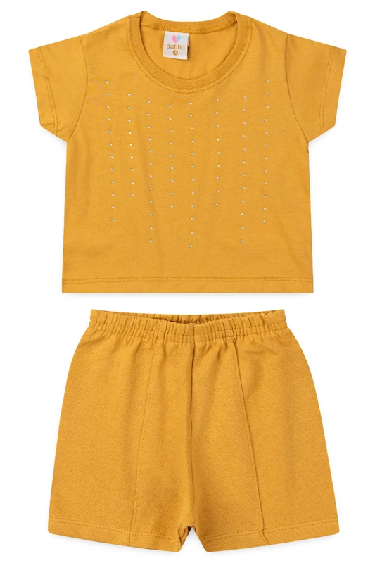 Conjunto de Verão para Menina Brilho Fashion Amarelo 1