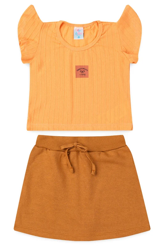 Conjunto de Verão para Menina Charme Delicado Salmão 1