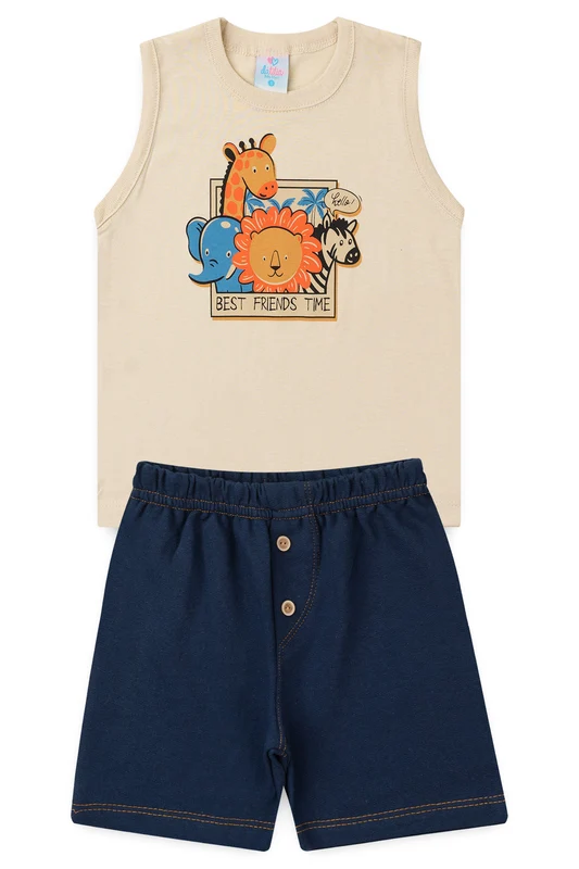 Conjunto de Verão para Menino Best Friends Bege M