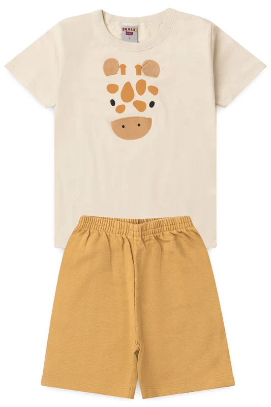 Conjunto de Verão para Menino Girafinha Bege M