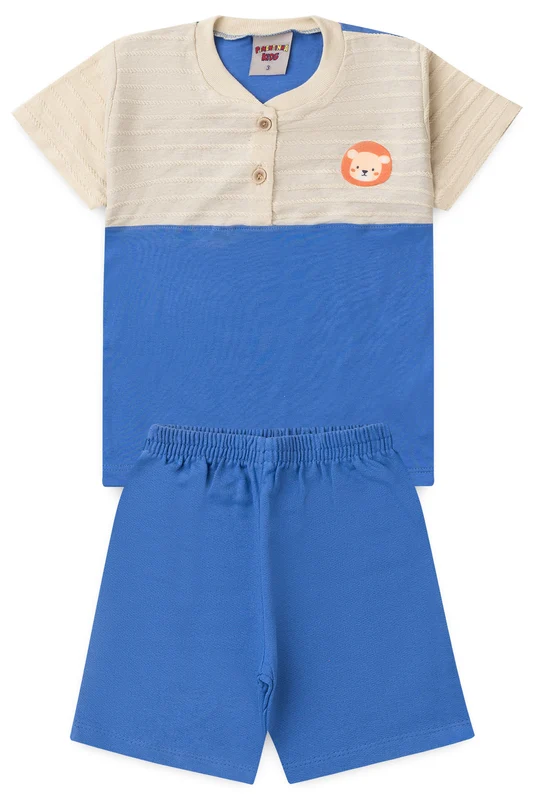 Conjunto de Verão para Menino Leãozinho Aventureiro Bege M