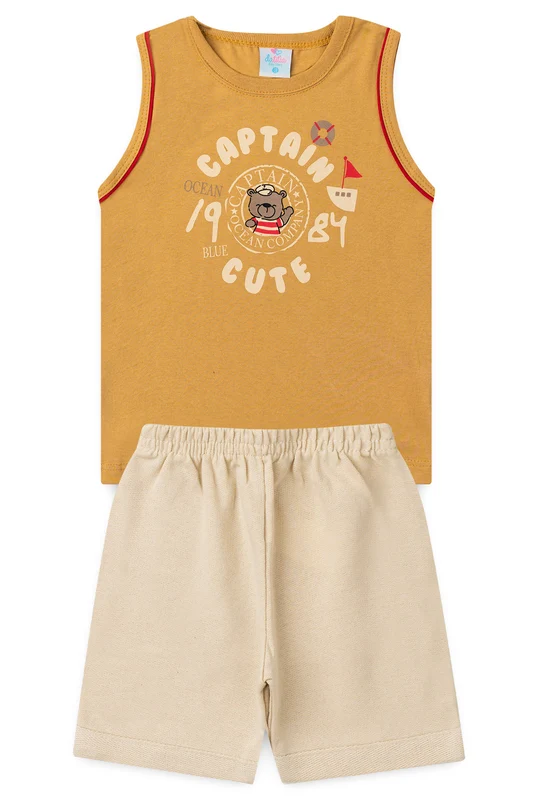 Conjunto de Verão para Menino Pequeno Capitão Caqui M