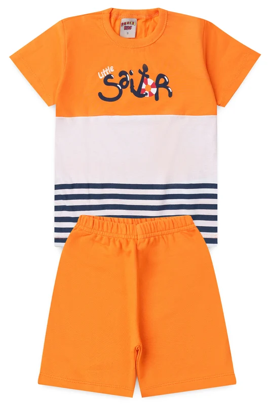 Conjunto de Verão para Menino Pequeno Marinheiro Laranja 1