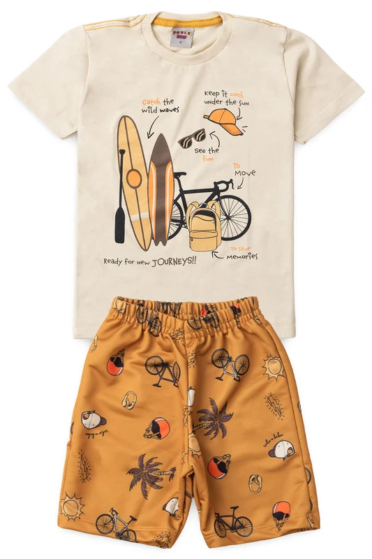 Conjunto de Verão para Menino Aventura nas Ondas Bege 1