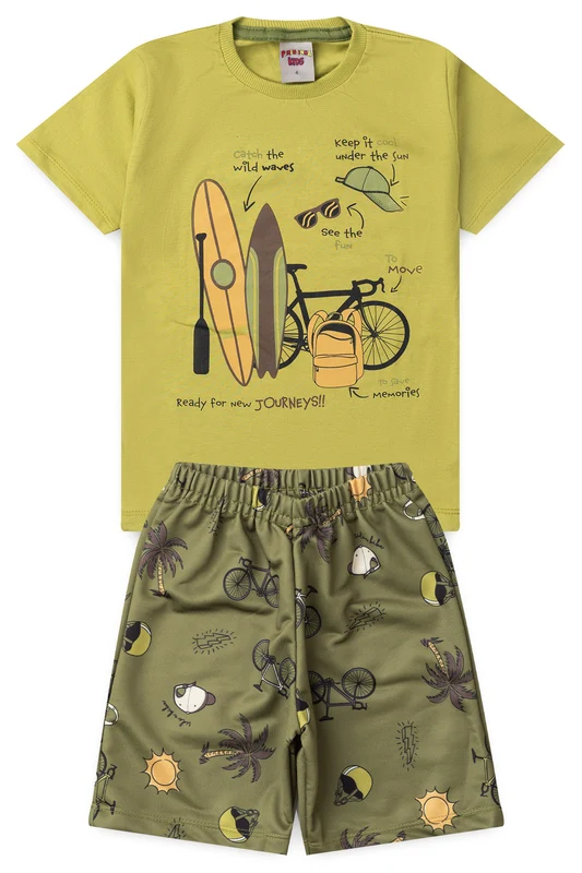 Conjunto de Verão para Menino Aventura nas Ondas Verde 1